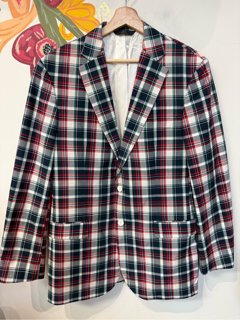 Brooks Brothers Mens Blazer Jacket Size 40 L Plaid Madison Fit